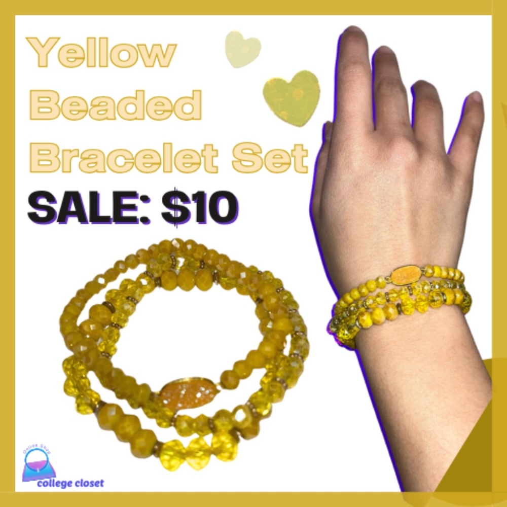 Yellow Beaded Bracelet Set